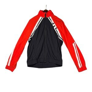 J.Lindeberg Men's Track Jacket Medium Red Black Colorblock Zip Up Windbreaker